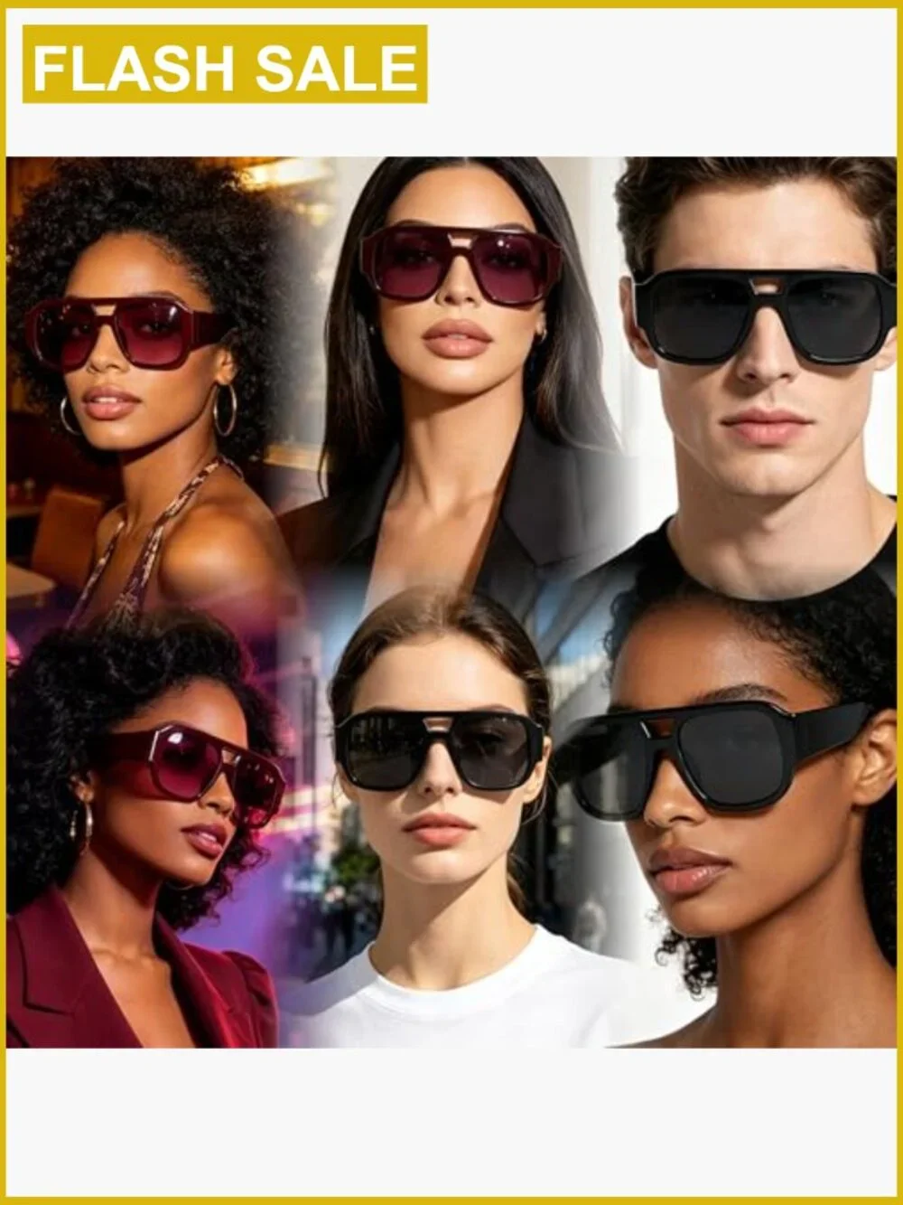 Oversized Square Aviator Sunglasses Retro 70s Chunky Sun Shades